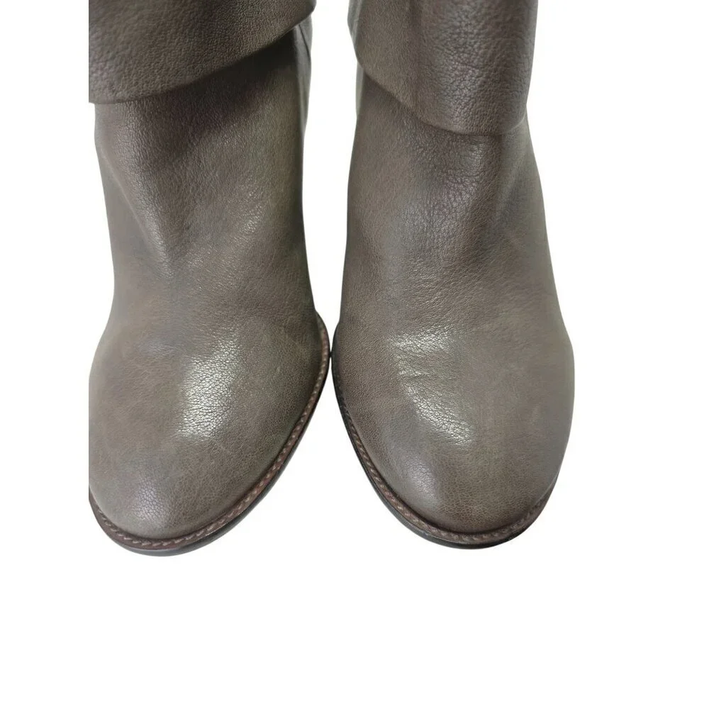 Vince Camuto Leather FoldOver Ankle Boot Women Sz 9 Taupe Brn 4